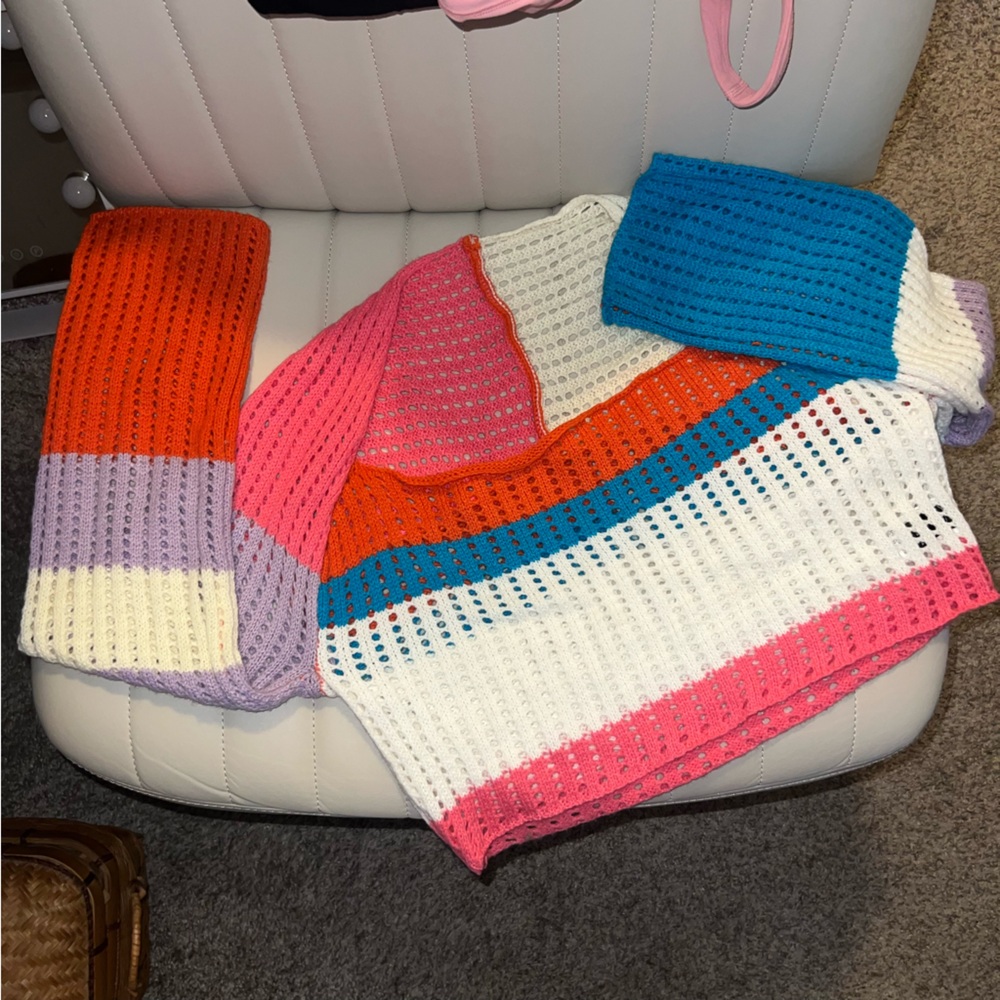 Colorful Striped Knit Crop Top